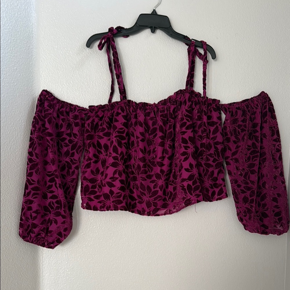 Red Smocked Puff Sleeve Blouse
